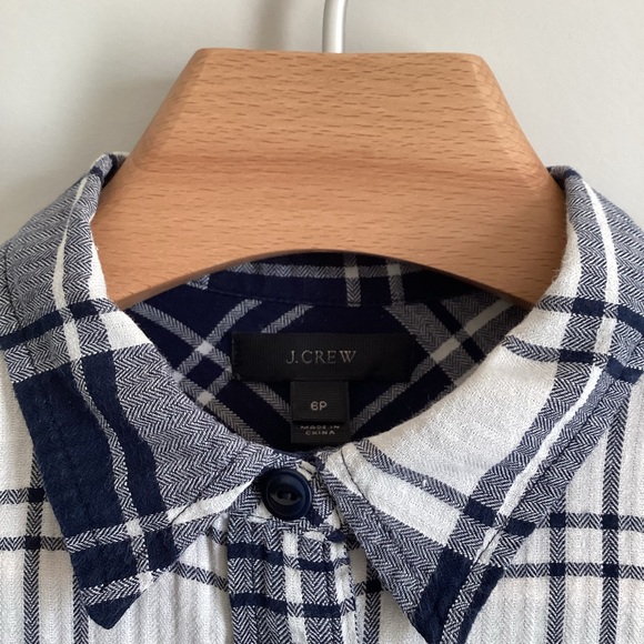 J. Crew Boy shirt, blue and white plaid - Picture 3 of 4